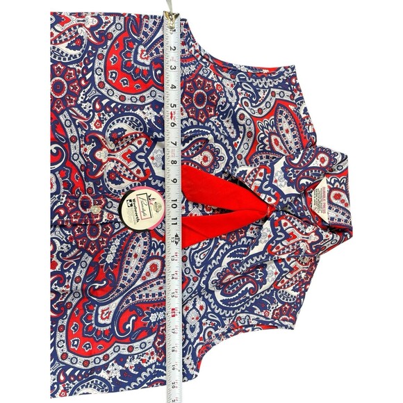 VTG 60s Woolworth Primstyle Blouse NWT Red White Blue Paisley Made in Japan M - Picture 9 of 12